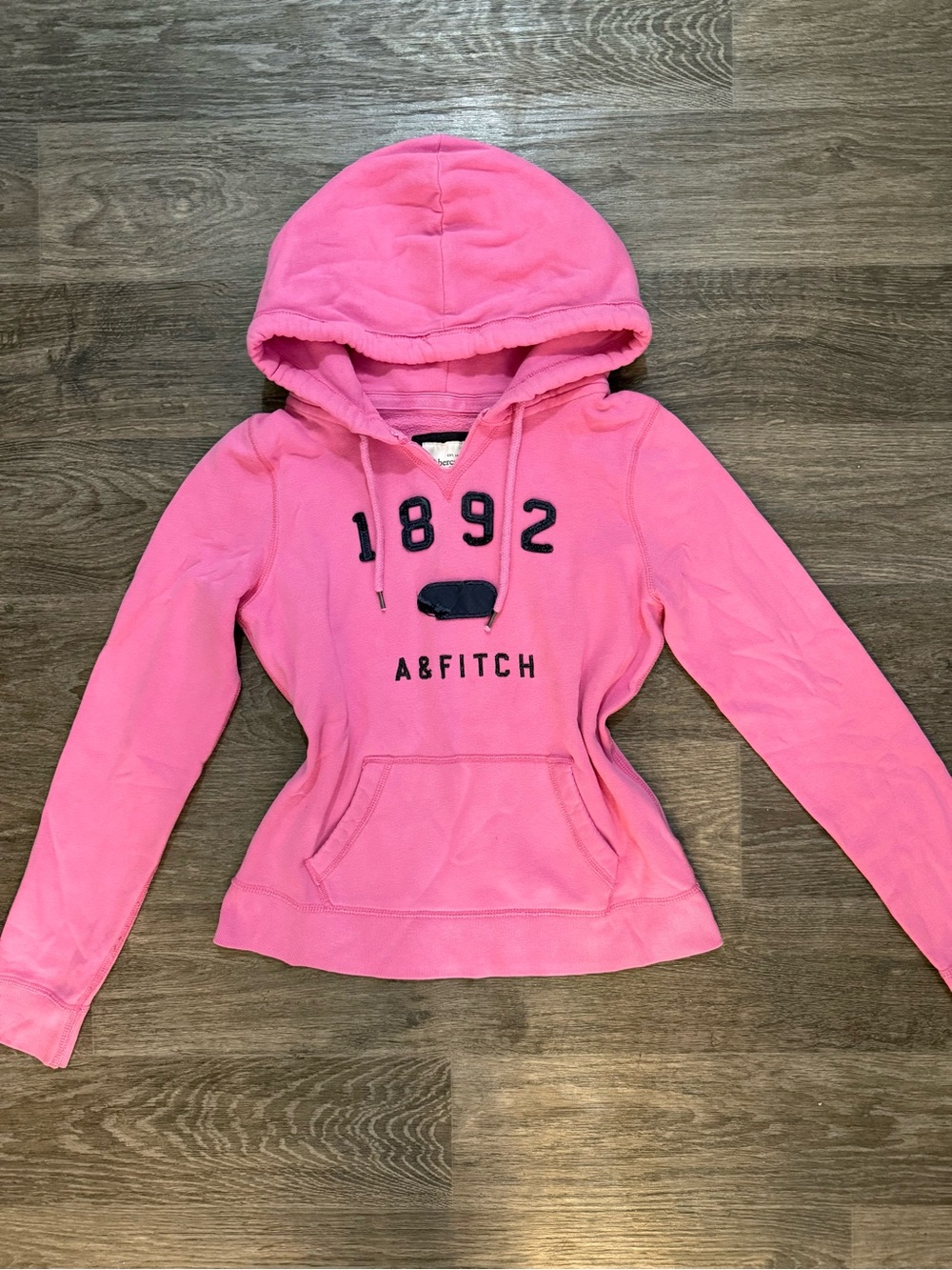 Abercrombie & Fitch Hot Pink Hooded Sweatshirt with Navy Applique